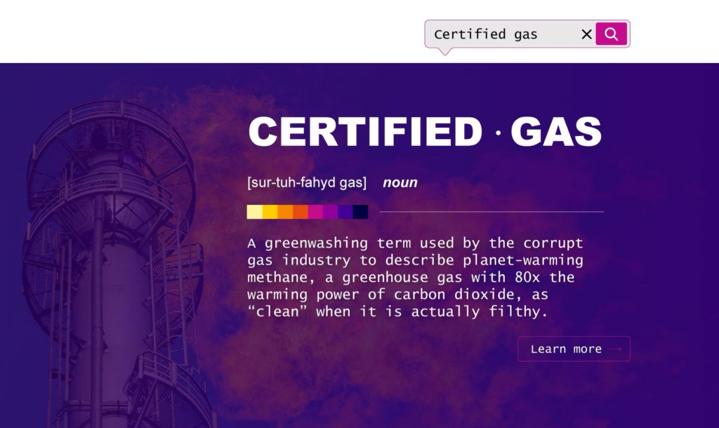 An image with a text definition of certified gas, saying 
